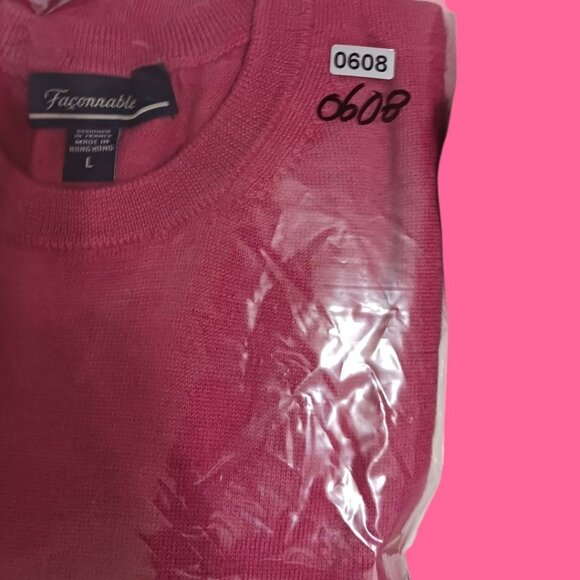 Faconnable Men Crewneck Sweater Long Sleeve Classic Fit Red Violet Large - Picture 12 of 12